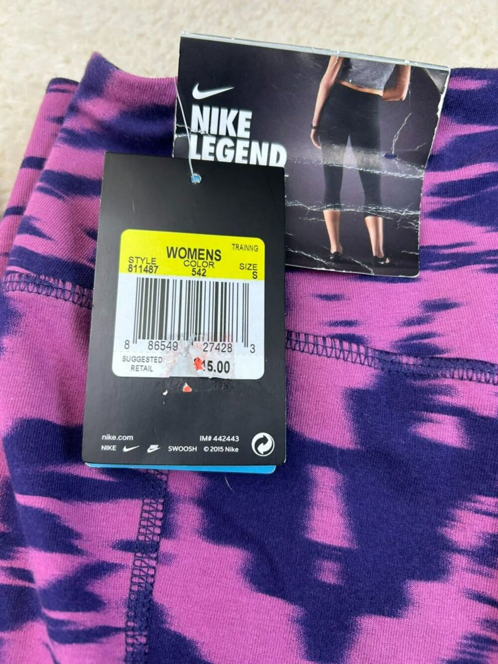 Nike Womens Legend Training Leggings Dri-Fit Purple & Pink Tie-Dye Size S - Picture 2 of 5
